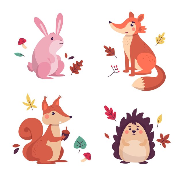 Free vector autumn animals collection