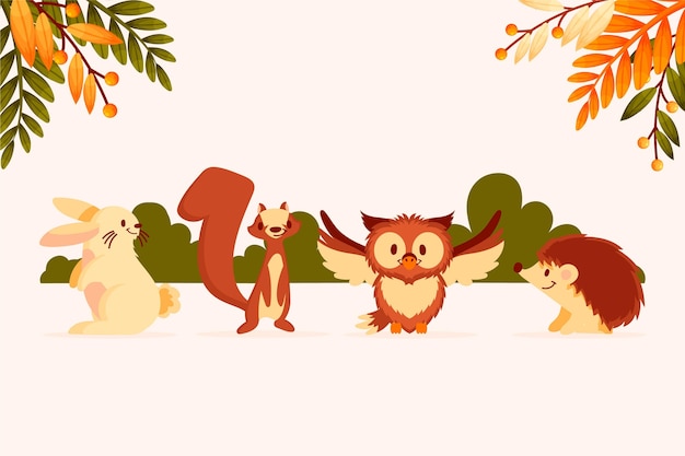 Free vector autumn animals collection