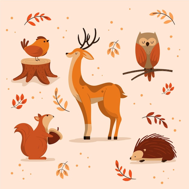 Free vector autumn animals collection