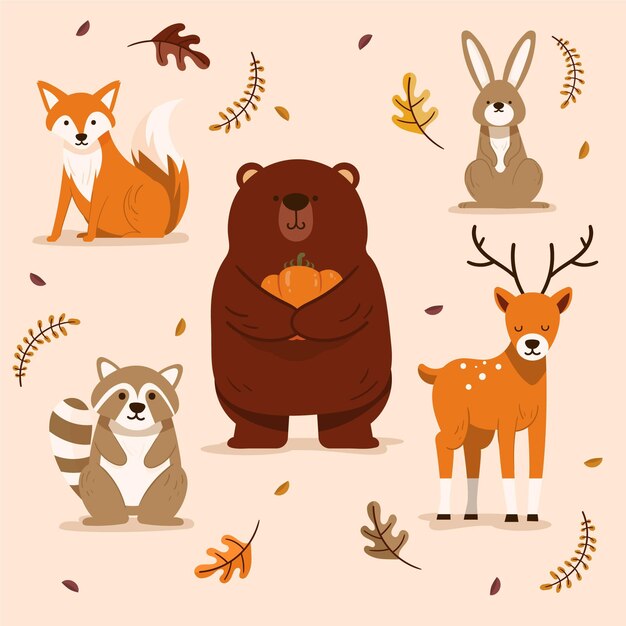 Autumn animals collection