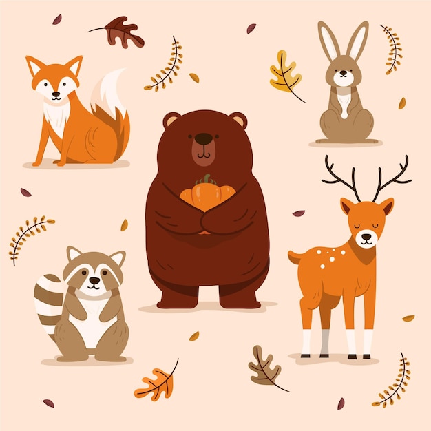 Autumn animals collection