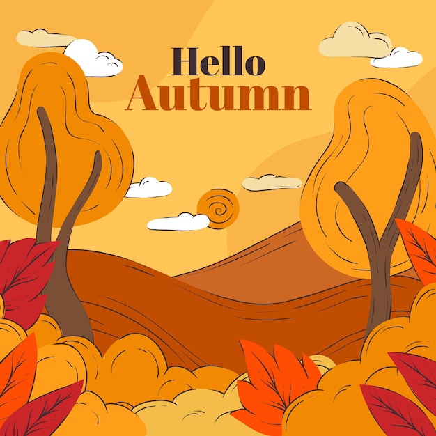秋の背景の描かれたコンセプト