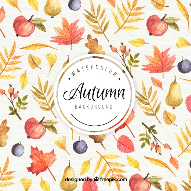 Free vector autumn background painted with watercolors