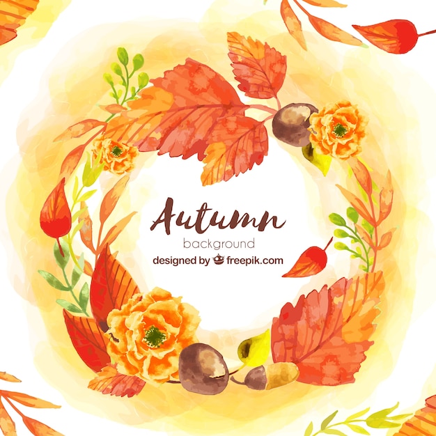 Free vector autumn background in watercolor style