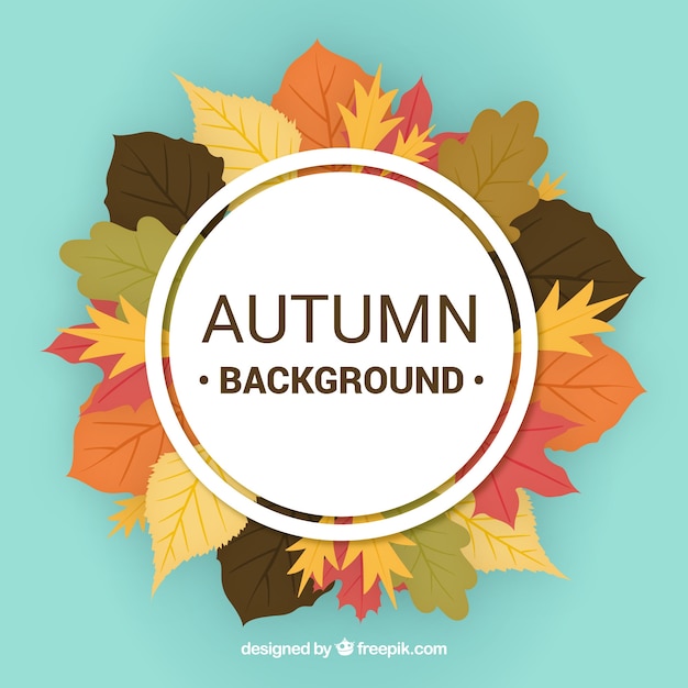 Autumn background with a circular frame