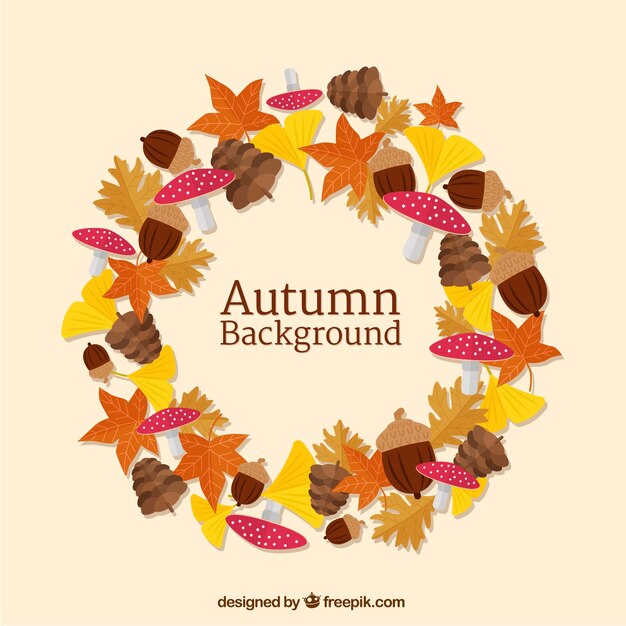 Autumn background with circular frame