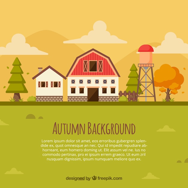 Free vector autumn background with cool farm