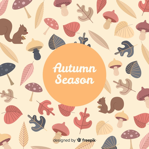 Free vector autumn background with different leaves