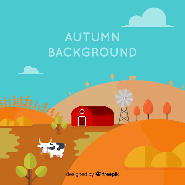 Free vector autumn background with farm