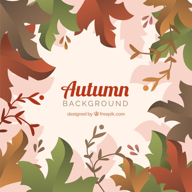 Autumn background with flat leaves