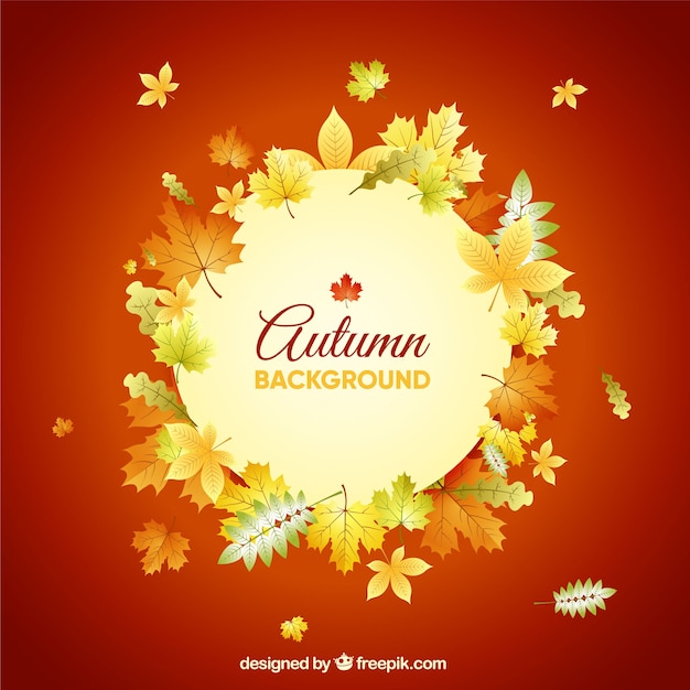 Free vector autumn background with a floral frame
