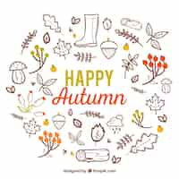 Free vector autumn background with hand-drawn elements