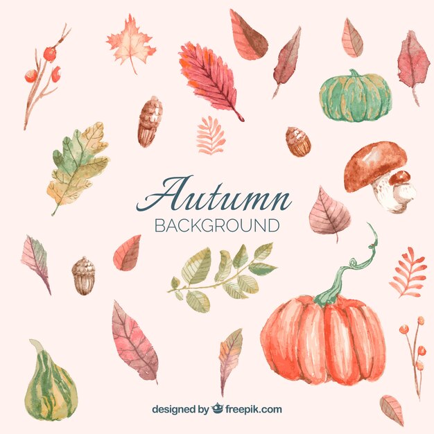Free Vector autumn background with hand drawn elements