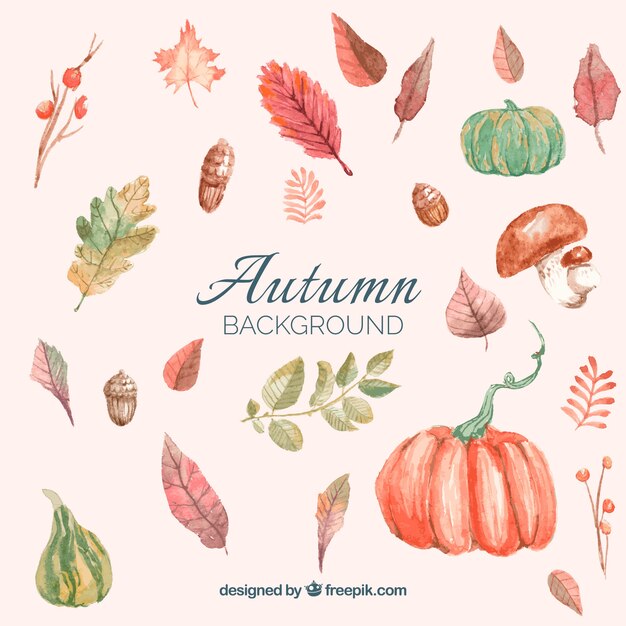 Осенний фон с рисованными элементами