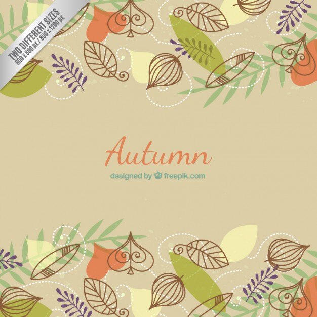 Free Vector autumn background with hand drawn leaves