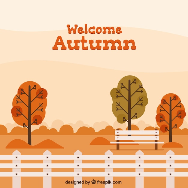 Free vector autumn background with landscape