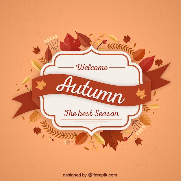 Free vector autumn background with leaves