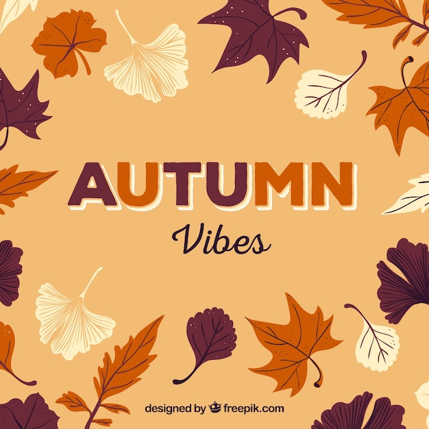 Free vector autumn background with leaves