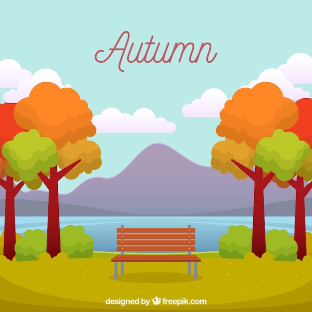 Free vector autumn background with park