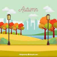 Free vector autumn background with park