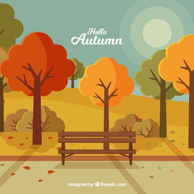 Бесплатное векторное изображение Осенний фон с парком