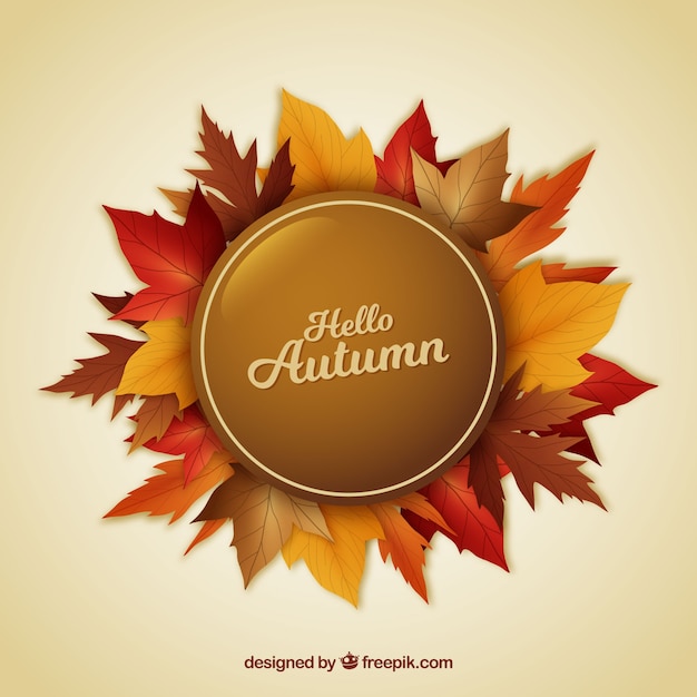 Free vector autumn background with realistic leaves