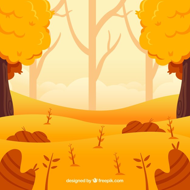 Autumn background with trees and landscape