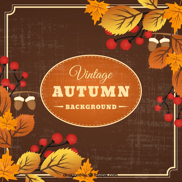 Бесплатное векторное изображение Осенний фон с винтажным стилем