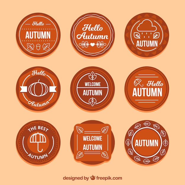 Free vector autumn badges collection in flat style