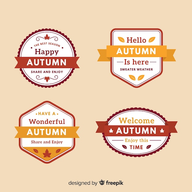 Free vector autumn badges collection flat style