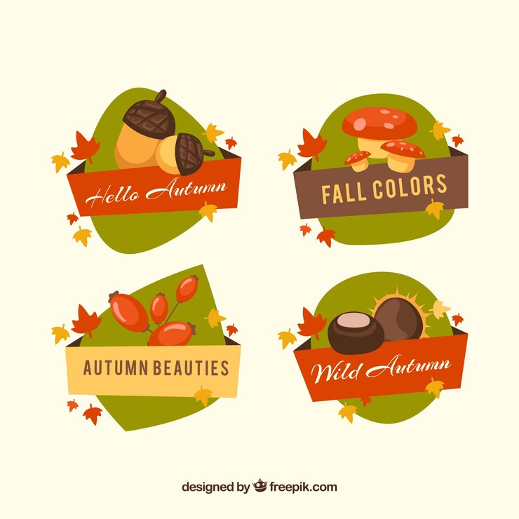 Free Vector autumn badges collection with elements