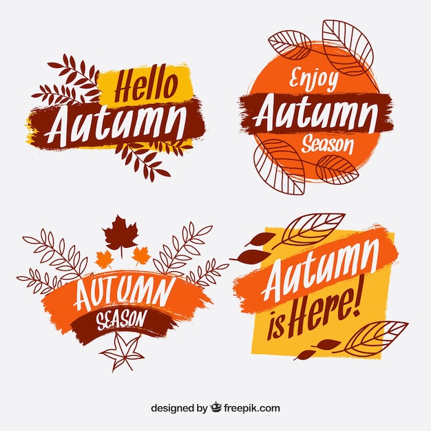 Free vector autumn badges collection with leaves