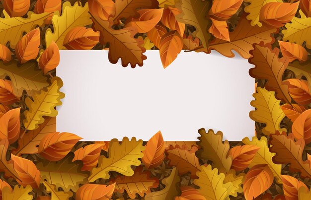 Autumn banner with fall foliage frame
