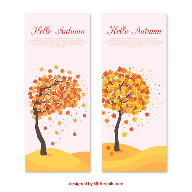 Autumn banner with tree