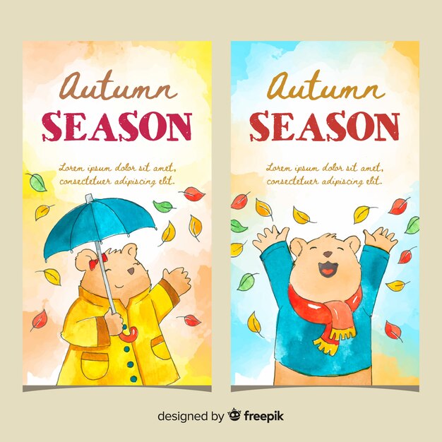 Autumn banners template watercolor design