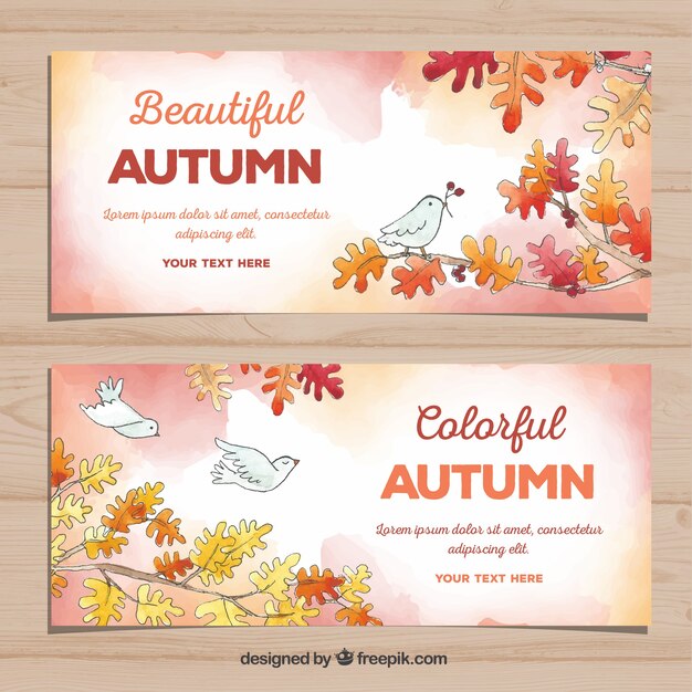 Autumn banners in watercolor style