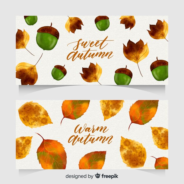 Autumn banners in watercolor style