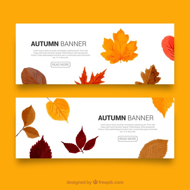 Autumn banners with leaves