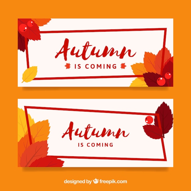 Autumn banners with leaves