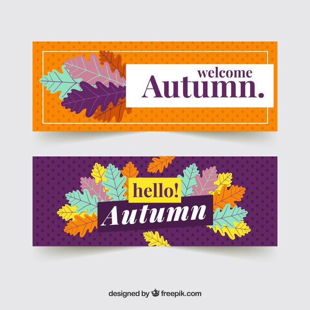 Autumn banners with leaves