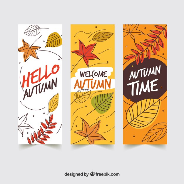 Autumn banners with leaves