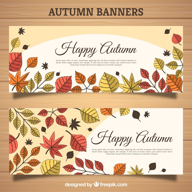 Free vector autumn banners with leaves