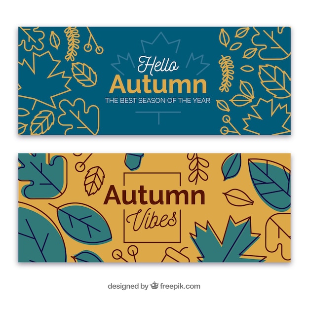 autumn banners with leaves