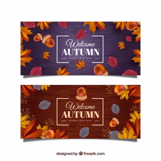 Autumn banners with realistic design