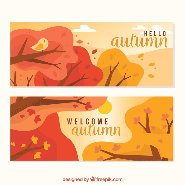 Autumn banners with trees