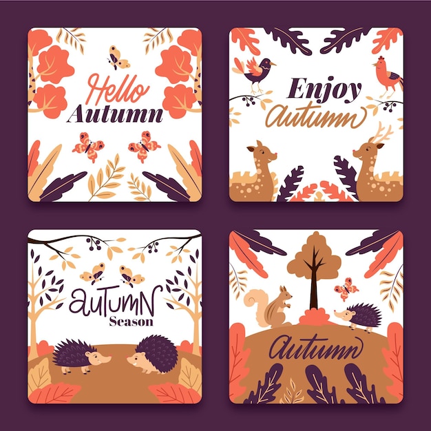 Free vector autumn card collection flat design