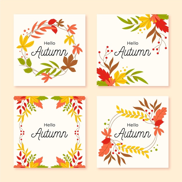 Free vector autumn card collection template