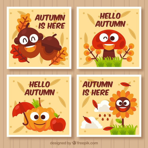 Free vector autumn card collection