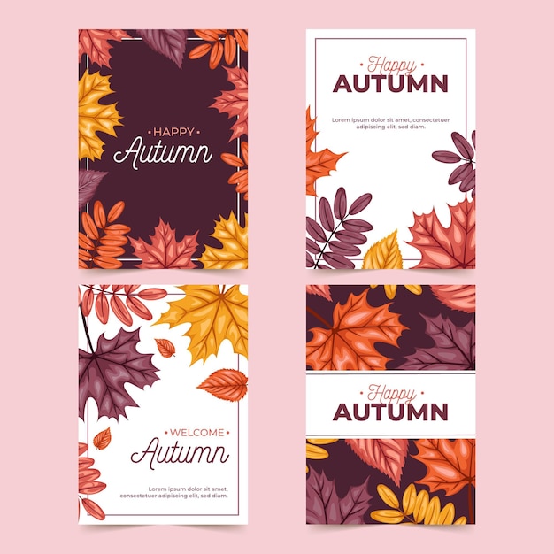 Бесплатное векторное изображение Осенняя коллекция открыток