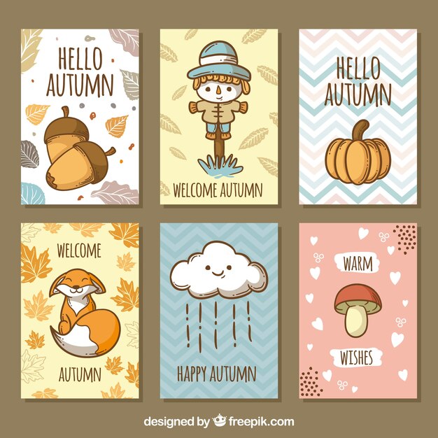 Autumn cards collection with elements